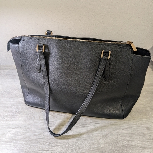 Tory Burch Black Leather Emerson Small Zip Tote Shoulder Bag Classic Designer - Picture 4 of 14